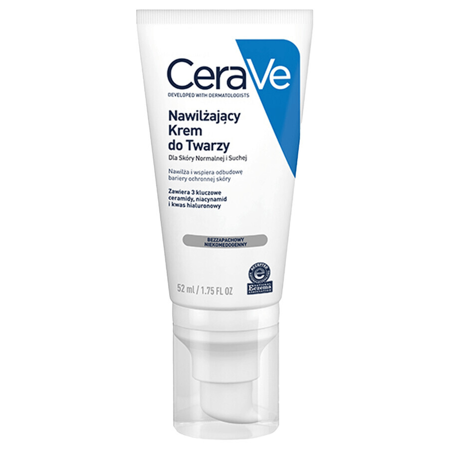 CeraVe, cremă hidratantă cu ceramide pentru față, piele normală și uscată, 52 ml