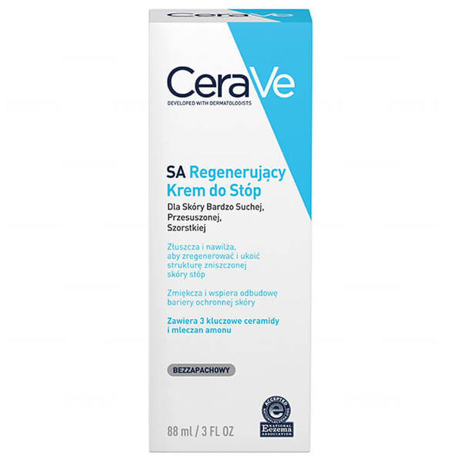 CeraVe SA, cremă regenerantă pentru picioare cu ceramide, piele uscată și foarte uscată, 88 ml