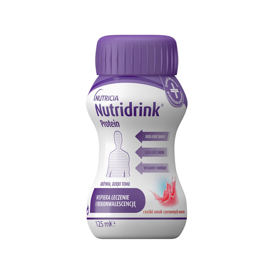 Nutridrink Protein, preparado nutricional, sabor a frutos rojos frescos, 4 x 125 ml