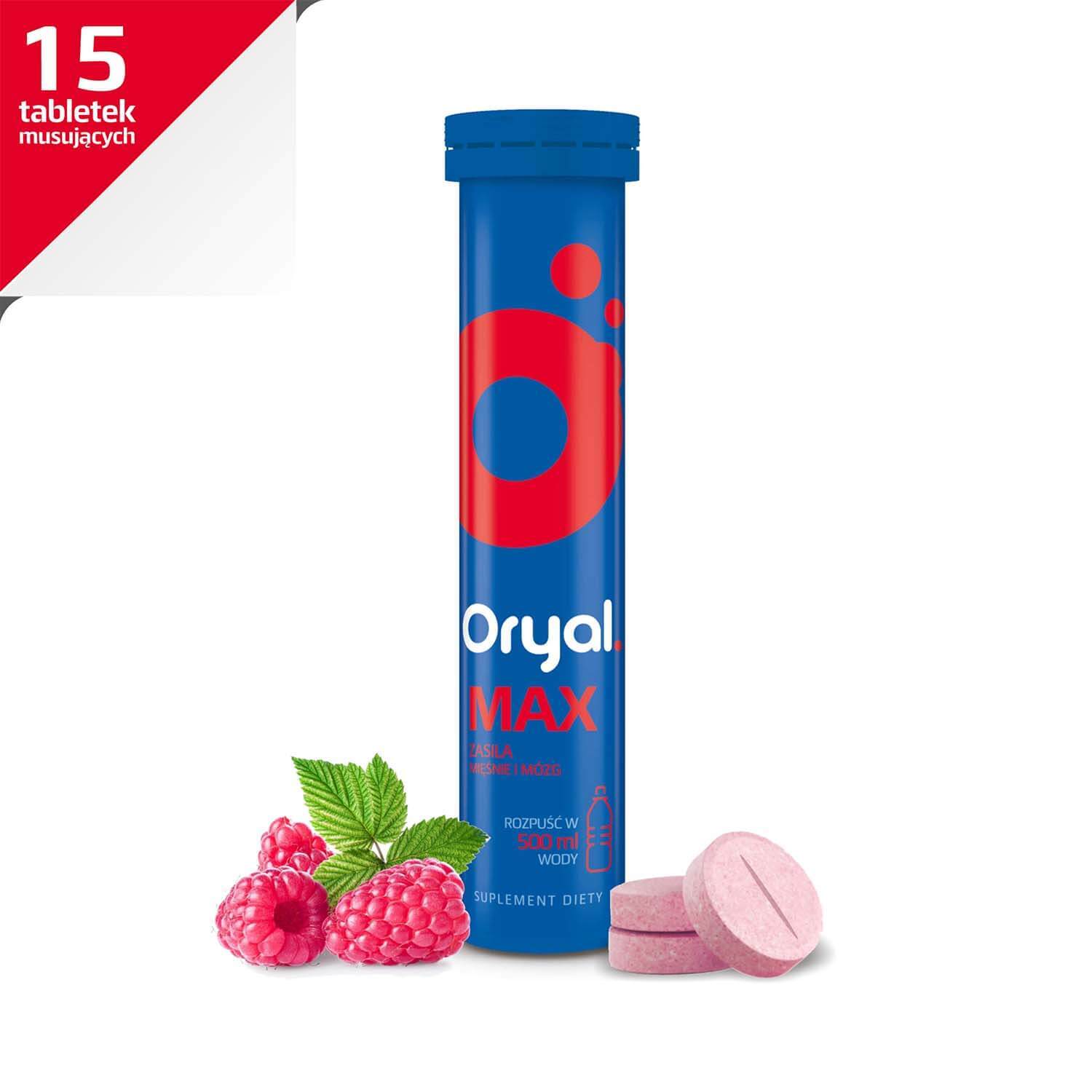 Oryal Max, aromă de zmeură, 15 comprimate efervescente