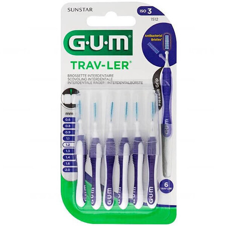 Sunstar Gum Trav-Ler, perie de spațiu interdentar, 1,2 mm, 6 bucăți