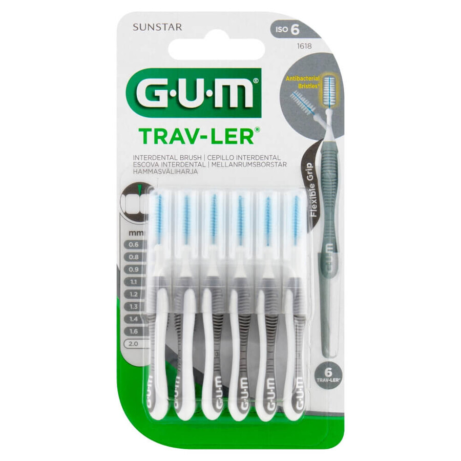 Sunstar Gum Trav-Ler, Interdentalraumbürste, 2,0 mm, 6 Stück