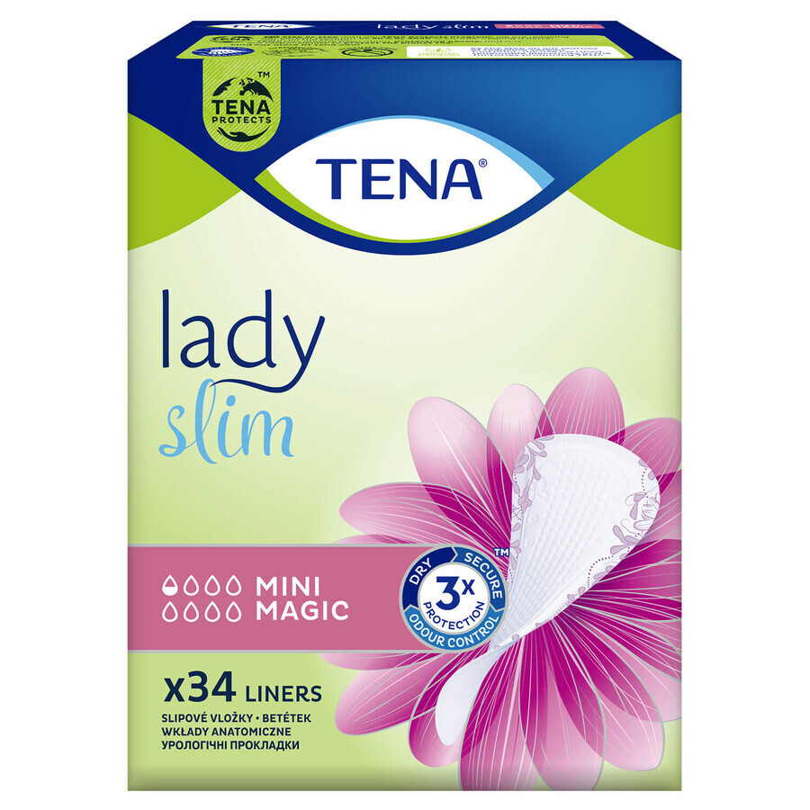 Tena Lady Slim, tălpi urologice, Mini Magic, 34 bucăți