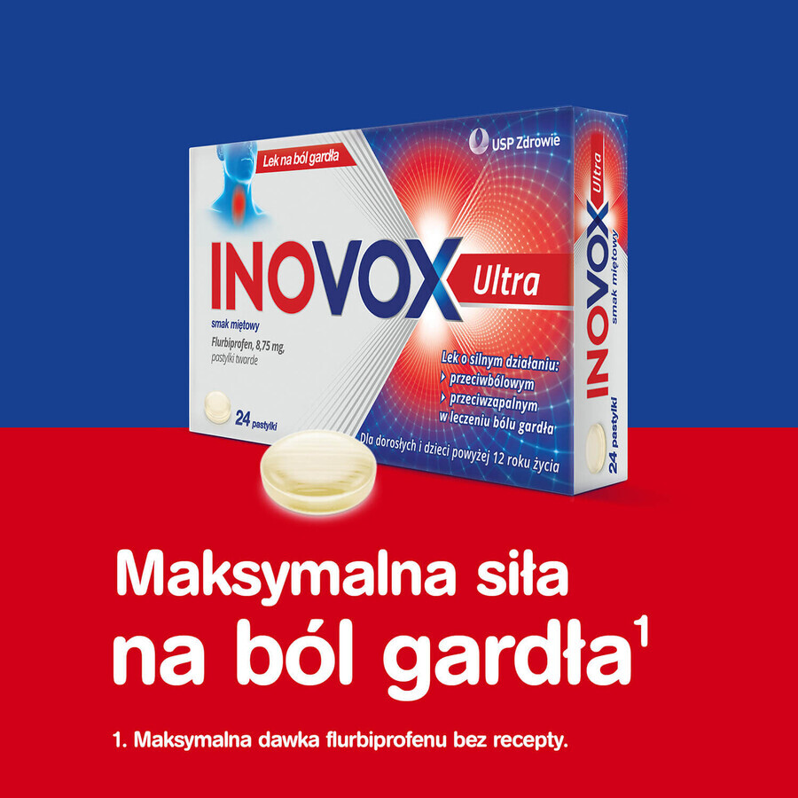 Inovox Ultra 8,75 mg, aromă de mentă piperată, 24 pastile