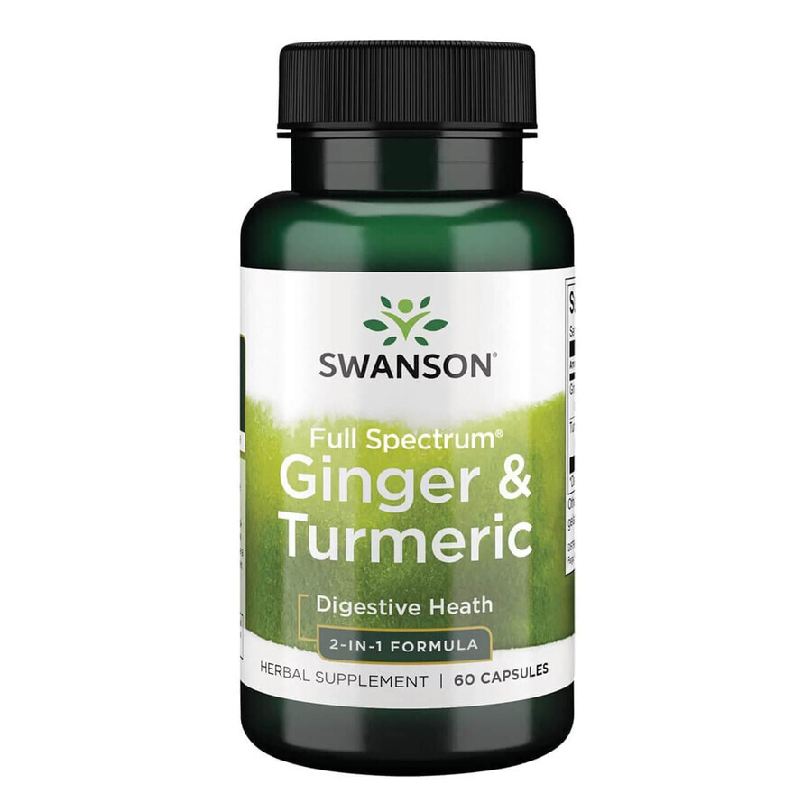 Swanson Full Spectrum Ginger &amp; Turmeric, zenzero e curcuma, 60 capsule