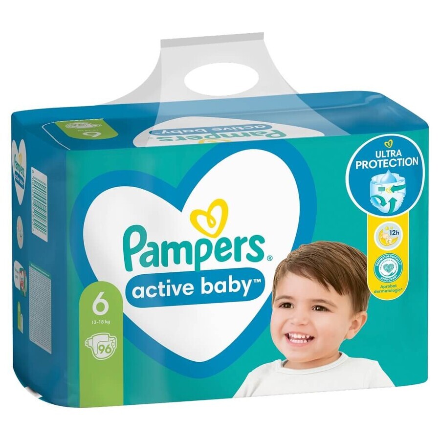 Pampers Active Baby, couches, taille 6, 13-18 kg, 96 pcs