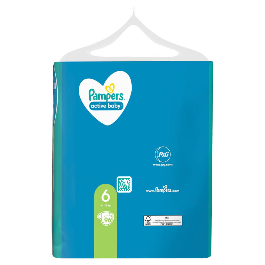 Pampers Active Baby, couches, taille 6, 13-18 kg, 96 pcs