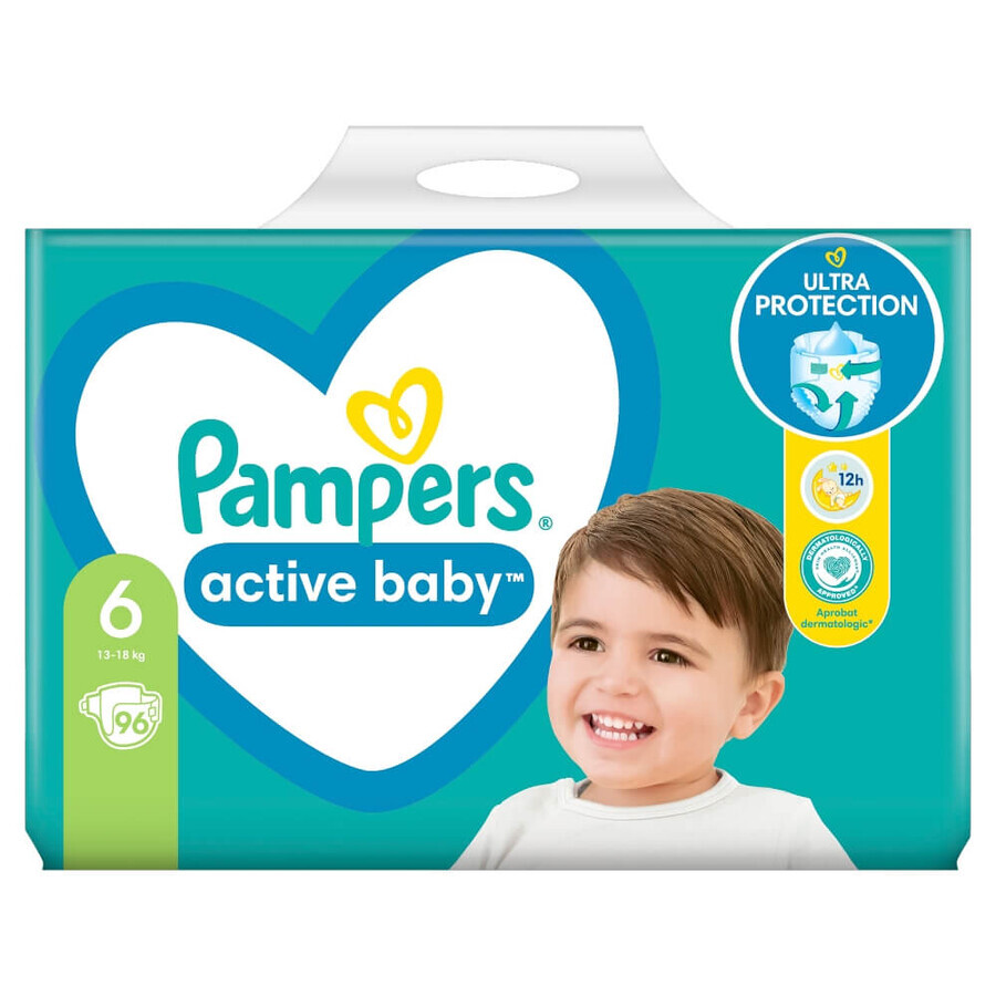 Pampers Active Baby, couches, taille 6, 13-18 kg, 96 pcs