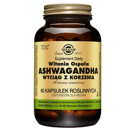 Solgar Vitania sluggard, ashwagandha, 60 capsules