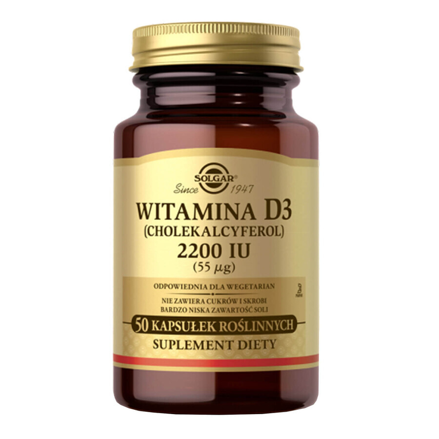 Solgar, Vitamina D3 2200 UI, 50 capsule