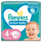 Pampers Active Baby, couches, taille 4, 9-14 kg, 132 pcs