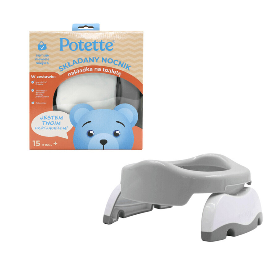 Potette Plus, 2-in-1 baby potty and toilet seat, gray and white, 1 pc