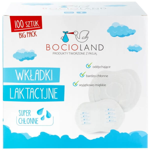 Bocioland, tampoane pentru sân, super absorbante, 100 bucăți