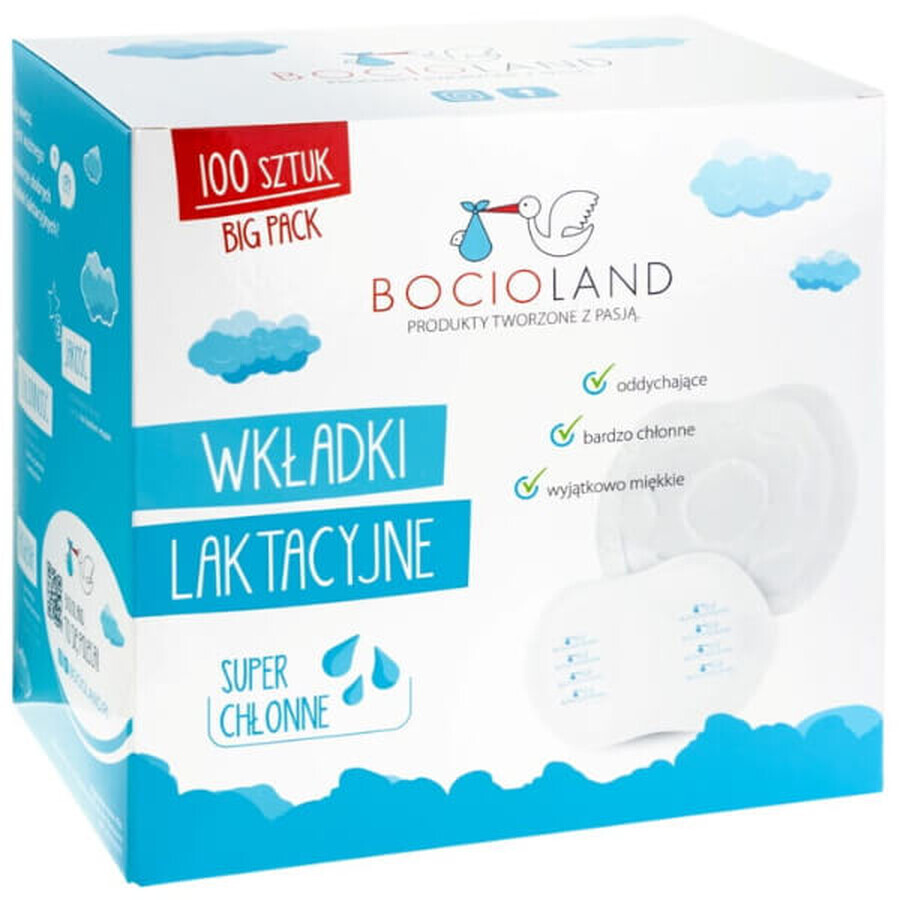 Bocioland, tampoane pentru sân, super absorbante, 100 bucăți