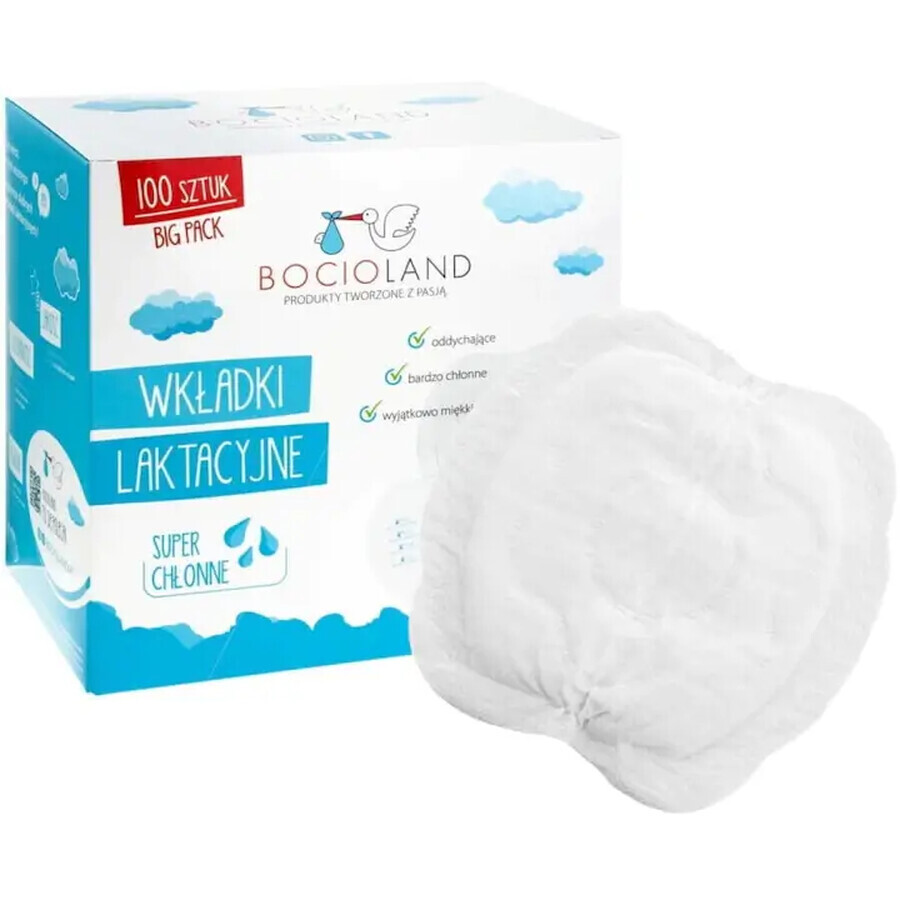 Bocioland, tampoane pentru sân, super absorbante, 100 bucăți