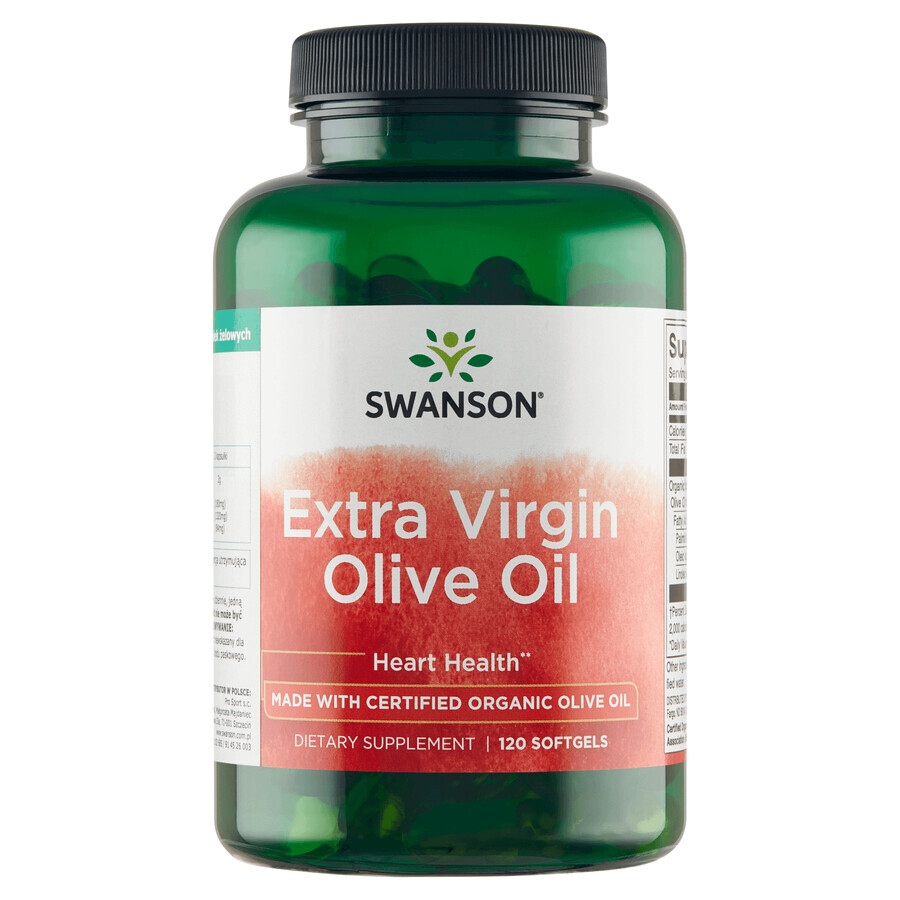 Swanson Extra Virgin Olive Oil, 120 Gel Capsules