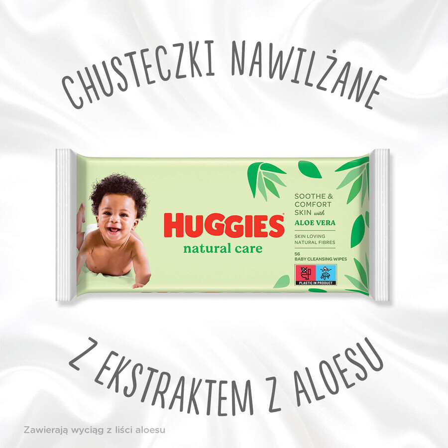 Huggies Natural Care, șervețele umede, 3 x 56 bucăți