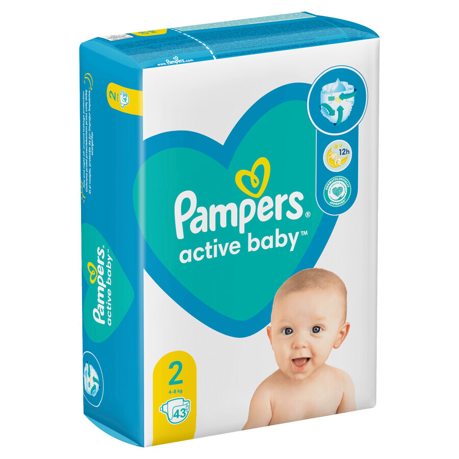 Pampers Active Baby, couches, taille 2, 4-8 kg, 43 pcs