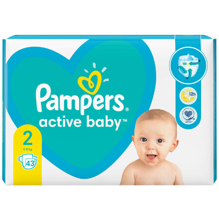 Pampers Active Baby, couches, taille 2, 4-8 kg, 43 pcs