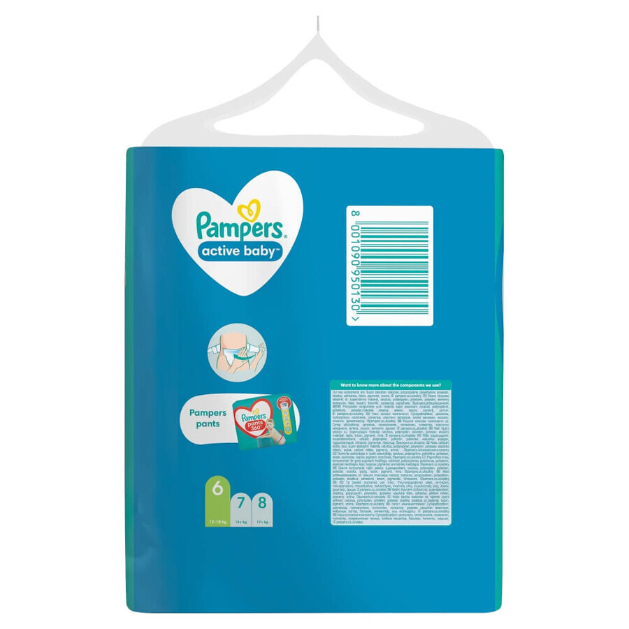 Pampers Active Baby, couches, taille 6, 13-18 kg, 56 pcs