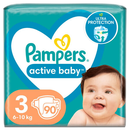 Pampers Active Baby, couches, taille 3, 6-10 kg, 90 pcs