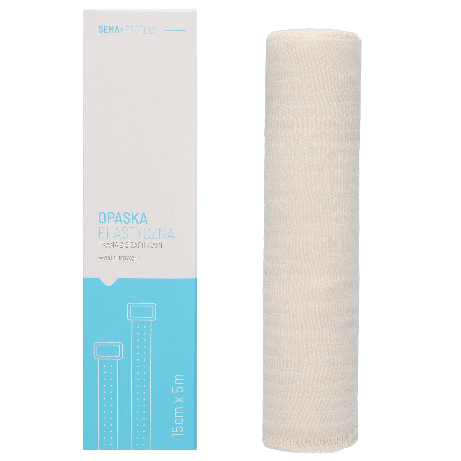 SEMA Protect, bandaj elastic cu 2 închizători, 15 cm x 5 m, 1 buc