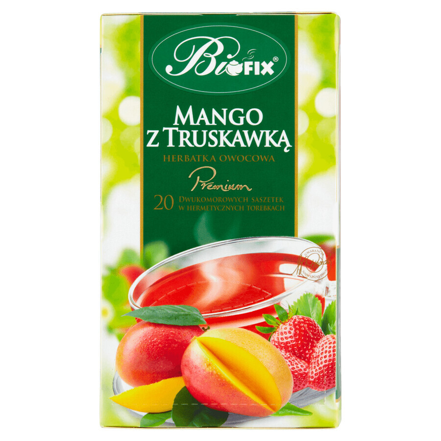 Bi Fix, Premium, Mango cu căpșuni, ceai de fructe, 20 pliculețe