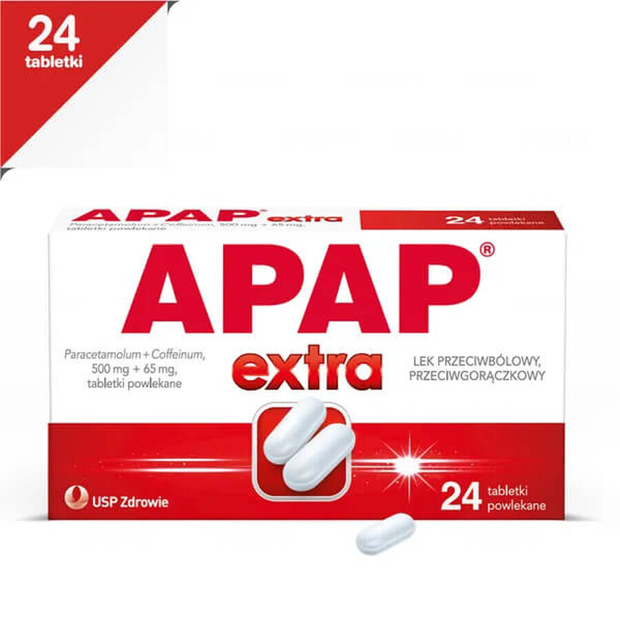 Apap Extra 500 mg + 65 mg, 24 film-coated tablets