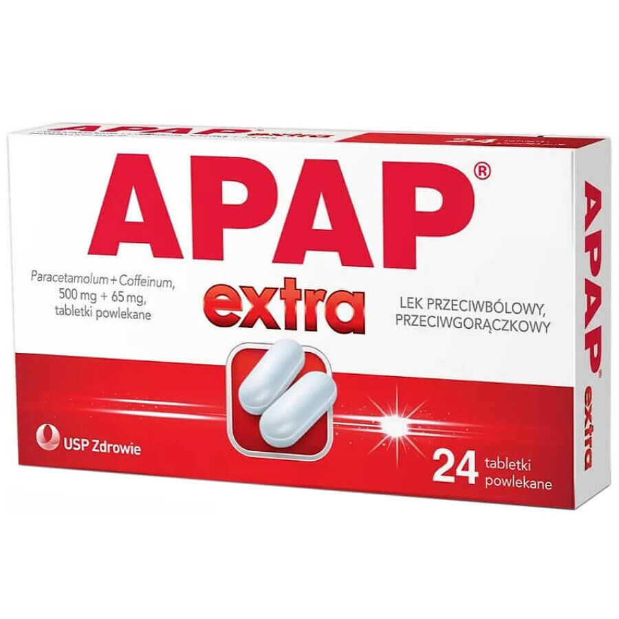 Apap Extra 500 mg + 65 mg, 24 film-coated tablets