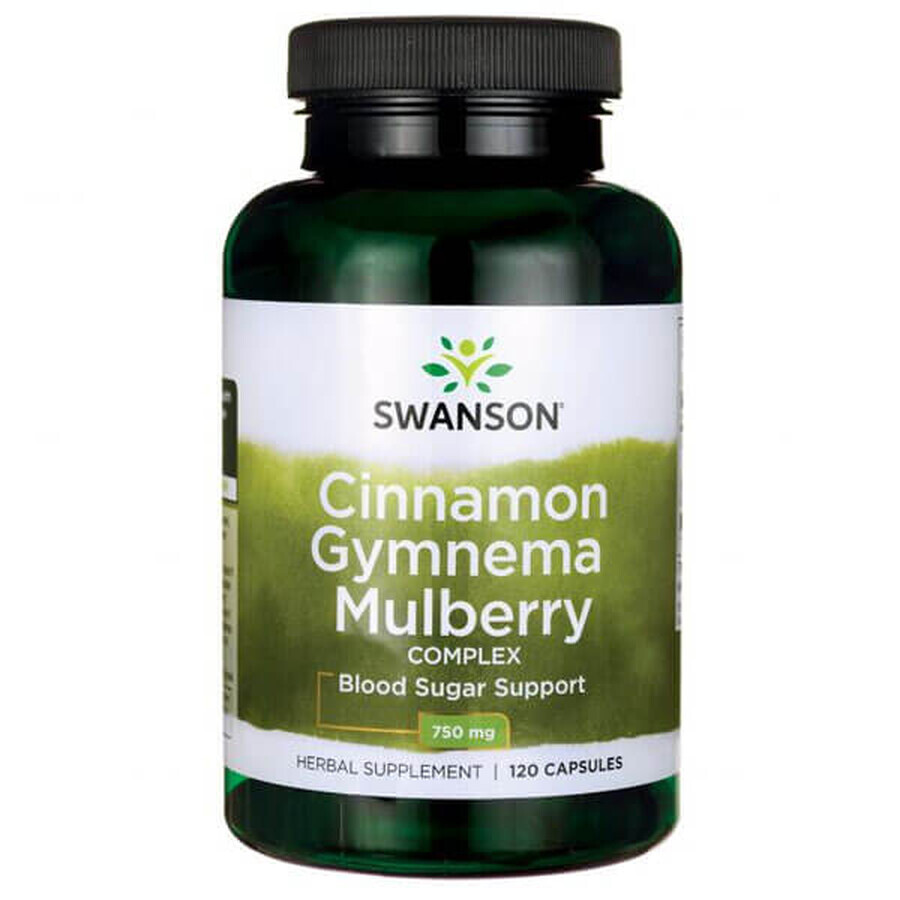 Swanson Cinnamon Gymnema Mulberry Complex, scorțișoară, gymnema și mure, 120 capsule