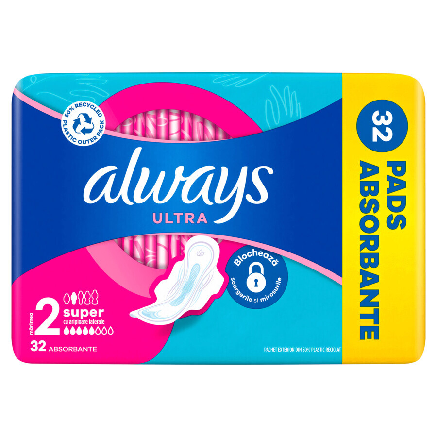 Always Ultra, șervețele sanitare cu aripi, mărimea 2, Super, 32 buc