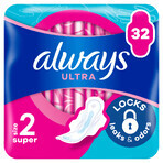 Always Ultra, șervețele sanitare cu aripi, mărimea 2, Super, 32 buc