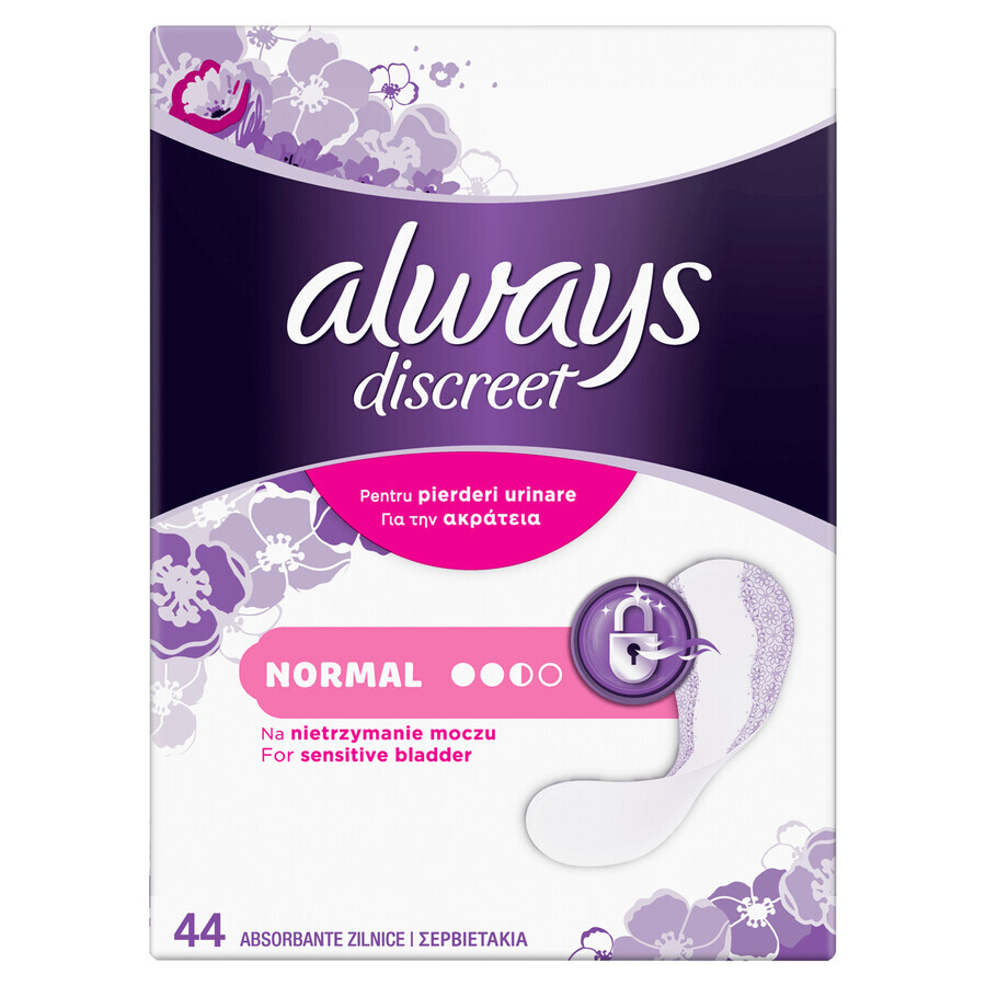 Always Discreet, tampoane pentru incontinență, Normal, 44 bucăți