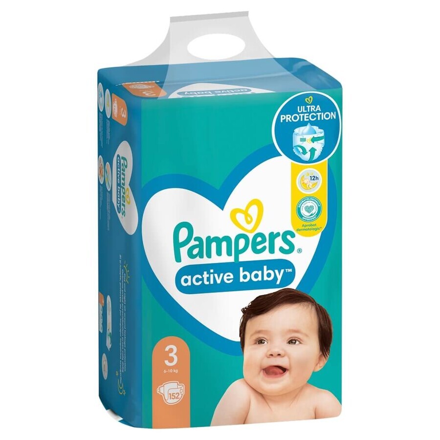 Pampers Active Baby, couches, taille 3, 6-10 kg, 152 pcs