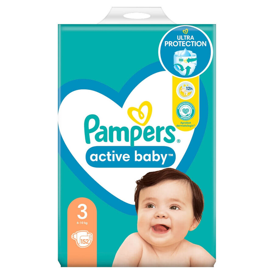 Pampers Active Baby, couches, taille 3, 6-10 kg, 152 pcs