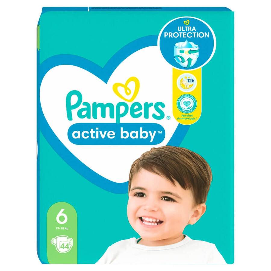 Pampers Active Baby, couches, taille 6, 13-18 kg, 44 pcs