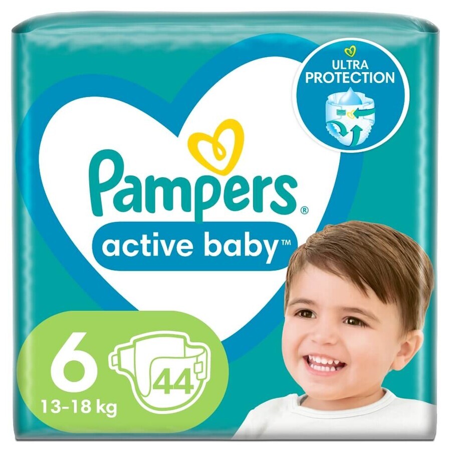 Pampers Active Baby, couches, taille 6, 13-18 kg, 44 pcs