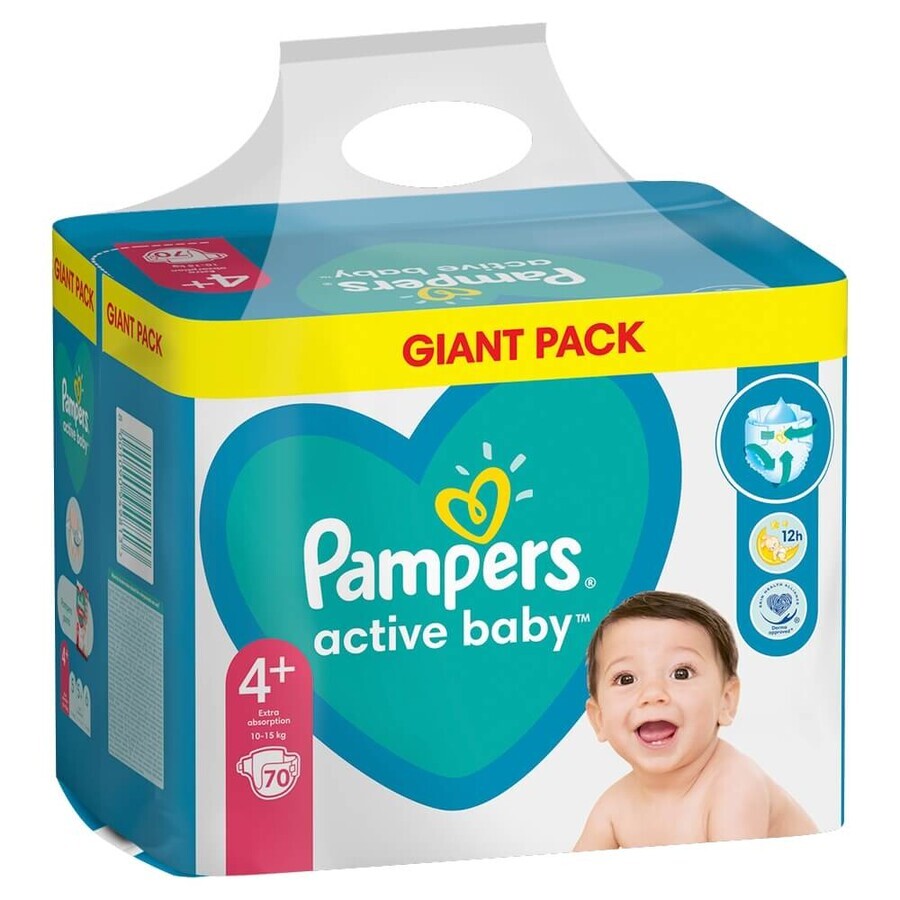 Pampers Active Baby, couches, taille 4+, 10-15 kg, 70 pcs