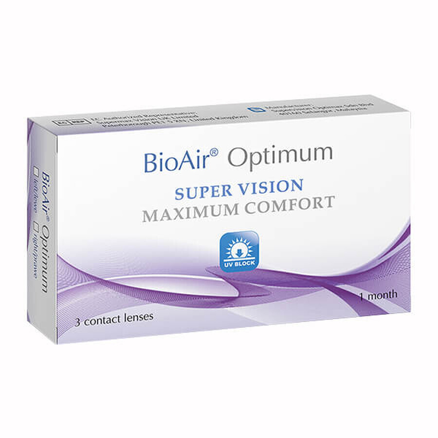 BioAir Optimum, lentile de contact, 30 zile, -1.50, 3 buc.