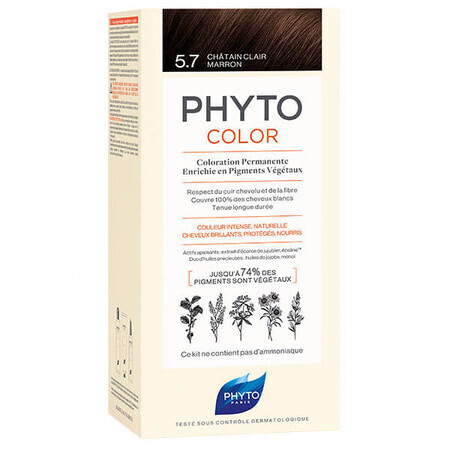 Phyto Color, vopsea de păr, 5.7 maro castaniu deschis, 50 ml