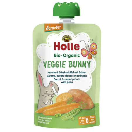 Holle Bio Veggie Bunny, vegetable mousse in a tube, carrot, sweet potato, peas, after 6 months, 100 g