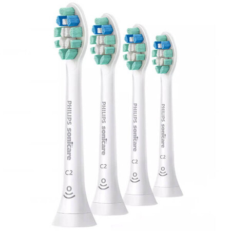 Philips, vârfuri de schimb pentru periuța de dinți sonică Sonicare C2 Optimal Plaque Defence, HX9024/10, alb, 4 bucăți