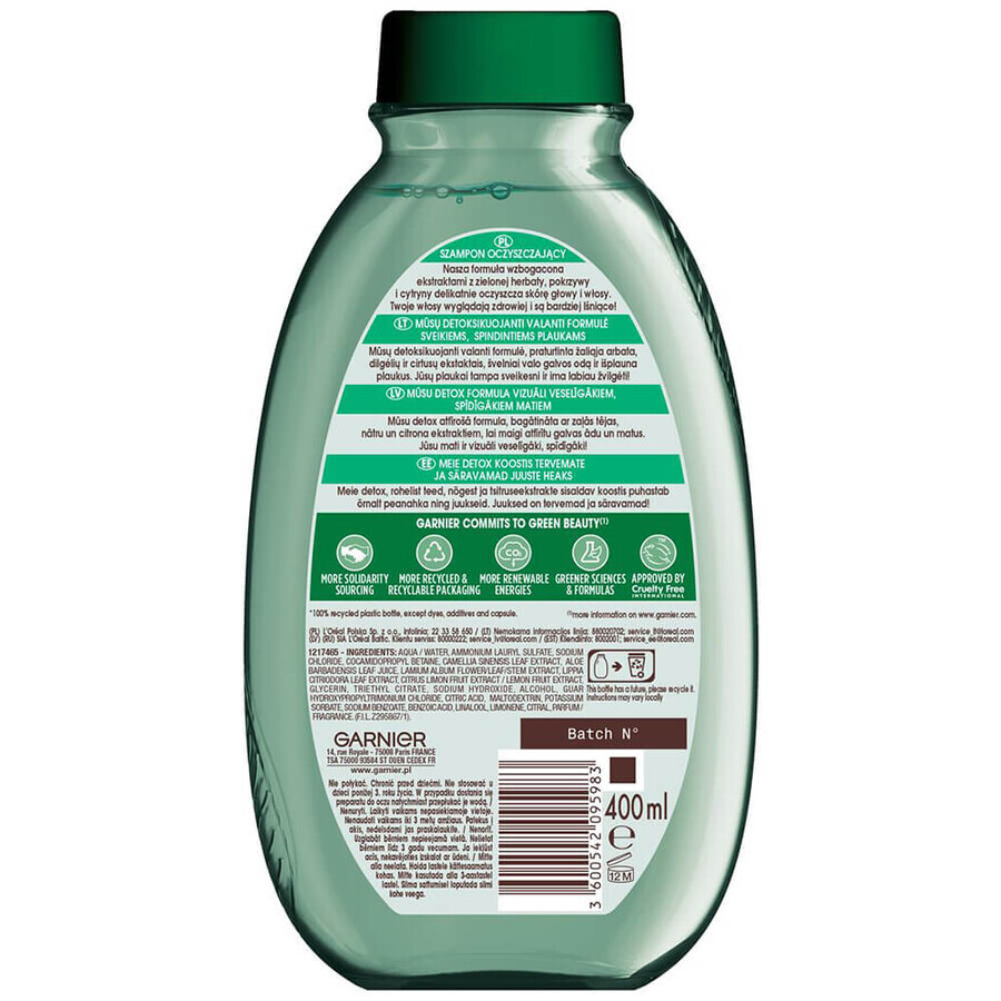 Garnier Botanic Therapy, șampon revigorant pentru păr normal cu tendință spre gras, ceai verde, 400 ml