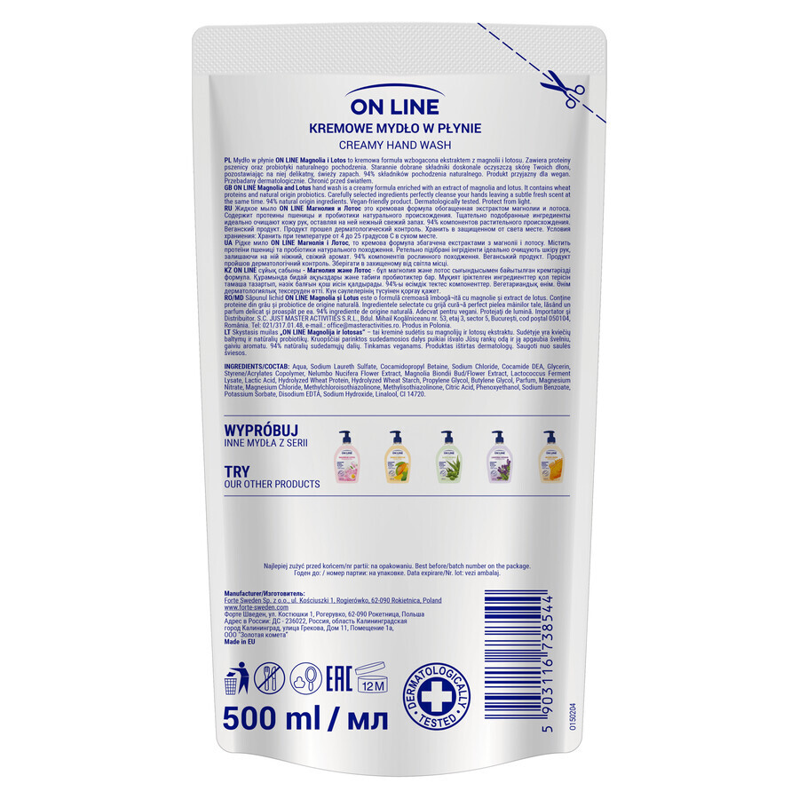 On Line, vloeibare crèmezeep, Magnolia en Lotus, bouillon, 500 ml