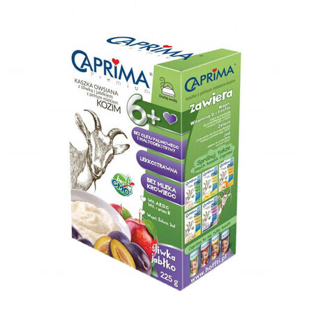 Gachas Caprima Premium con leche entera de cabra, ciruela-manzana, después de 6 meses, 225 g