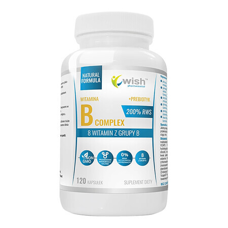 Wish Vitamin B Complex, 8 vitamine B + prebiotic, 120 capsule