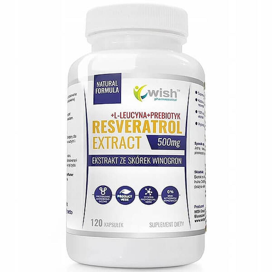 Wish Resveratrol Extract 500 mg, estratto di buccia d'uva, 120 capsule