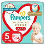 Pampers Premium Care Pants, couches, taille 5, 12-17 kg, 34 pcs