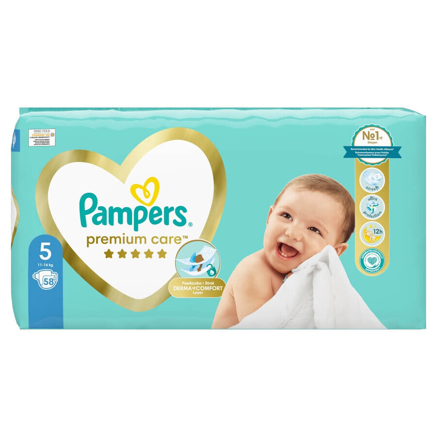 Pampers Premium Care, couches, taille 5, Maxi, 11-16 kg, 58 pcs