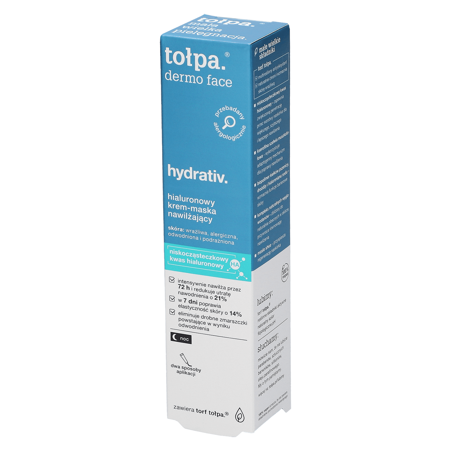 Tolpa Dermo Face, Hydrativ, mască-cremă hidratantă relaxantă pentru față, gât și decolteu, noapte, 40 ml